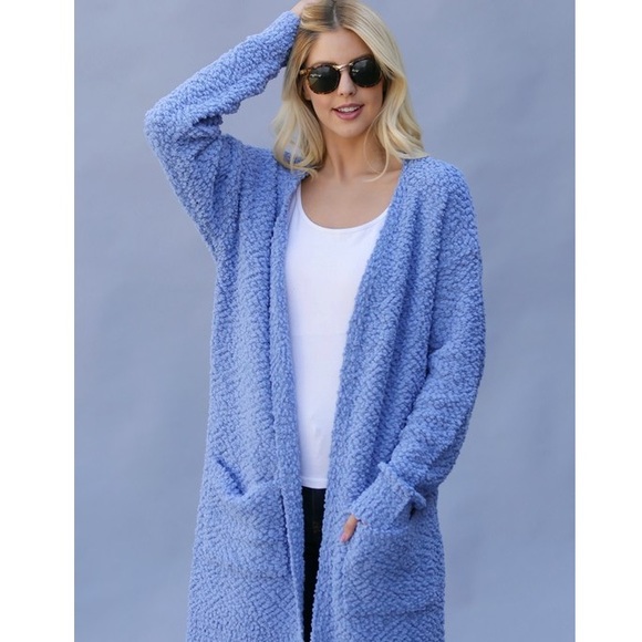 Silver Popcorn Long Chunky Cardigan - Picture 5 of 7